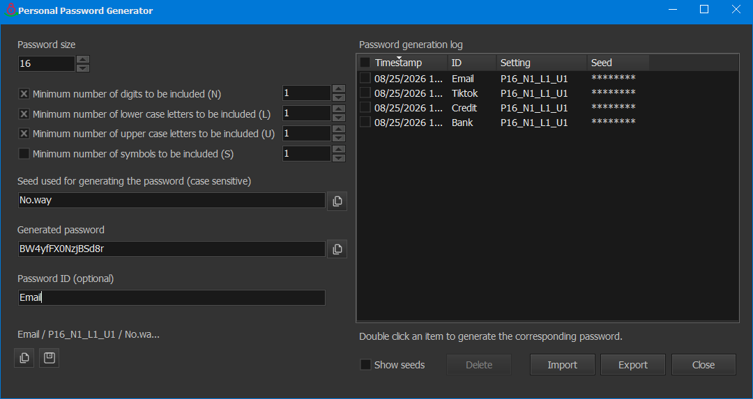 Personal Password Generator