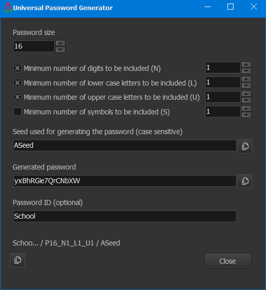 Universal Password Generator